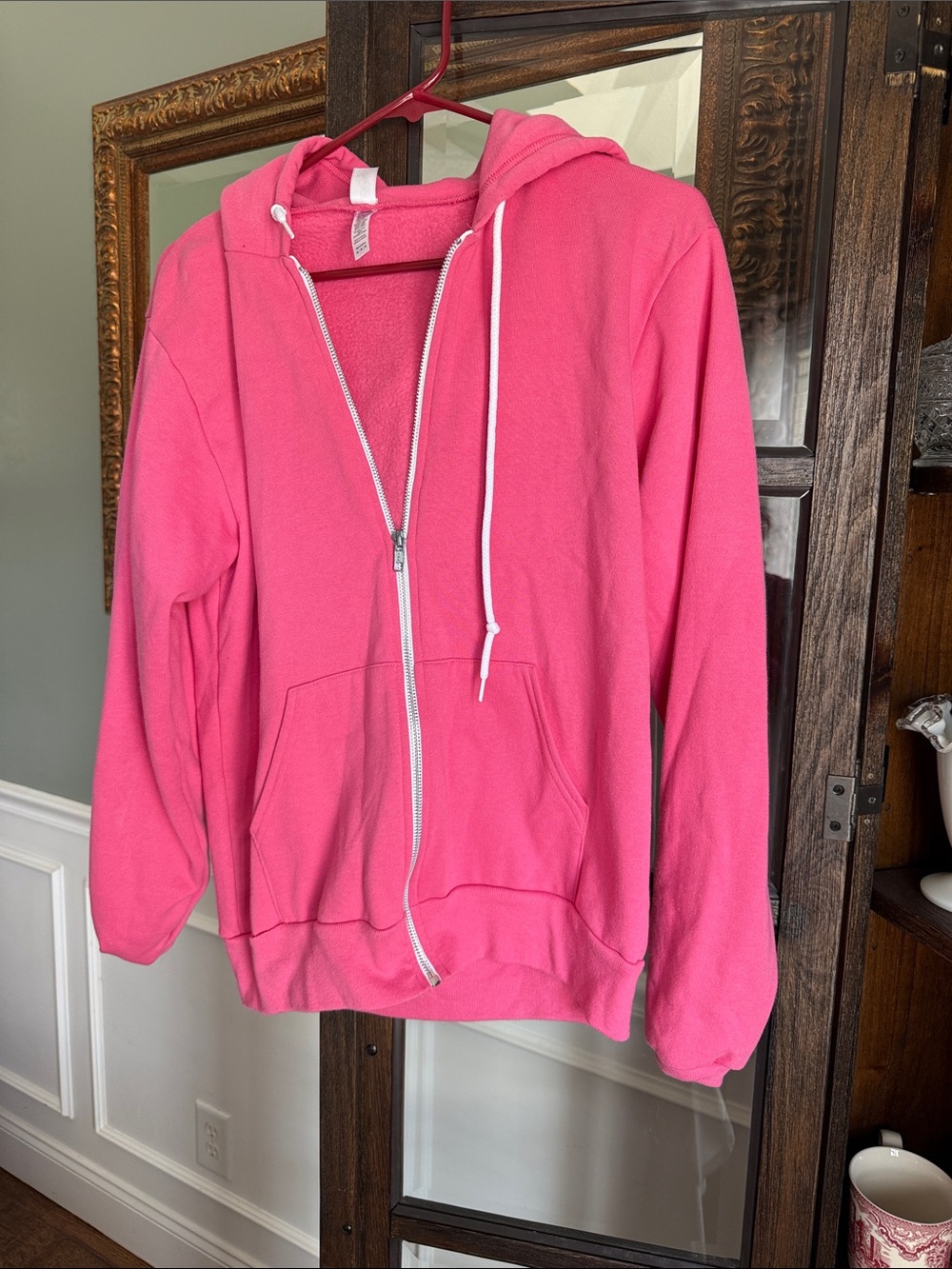 Women’s Pink Zip-Up Hoodie Jacket - Soft Hooded Sweatshirt Size M